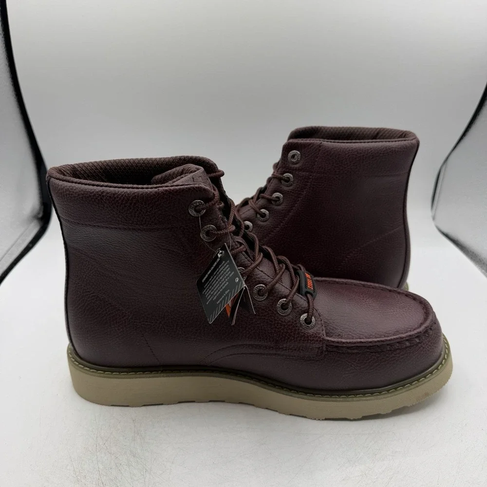 Lugz Monterey Work Boots Men Sz 12 D Oxblood Red 5 Inch Slip Resistant Steel Toe